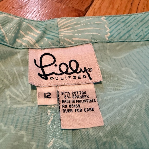 VTG Lilly Pulitzer Seashell Print Pants Light Blue Womens Size 12 Ankle Straight - Picture 4 of 12